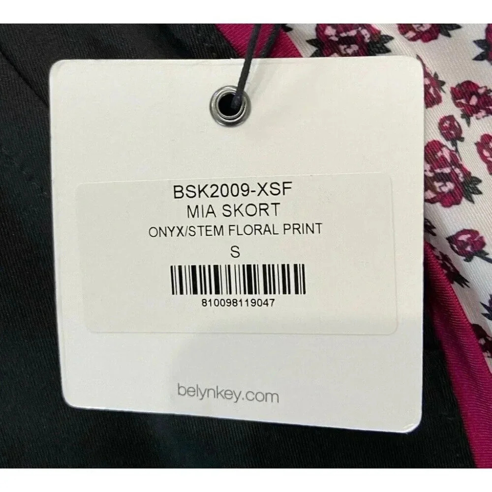 NWT Belyn Key Mia Skort Skirt Black Purple Stem Floral Print Small S New - Picture 2 of 5